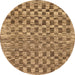 Round Abstract Orange Checkered Rug, abs205