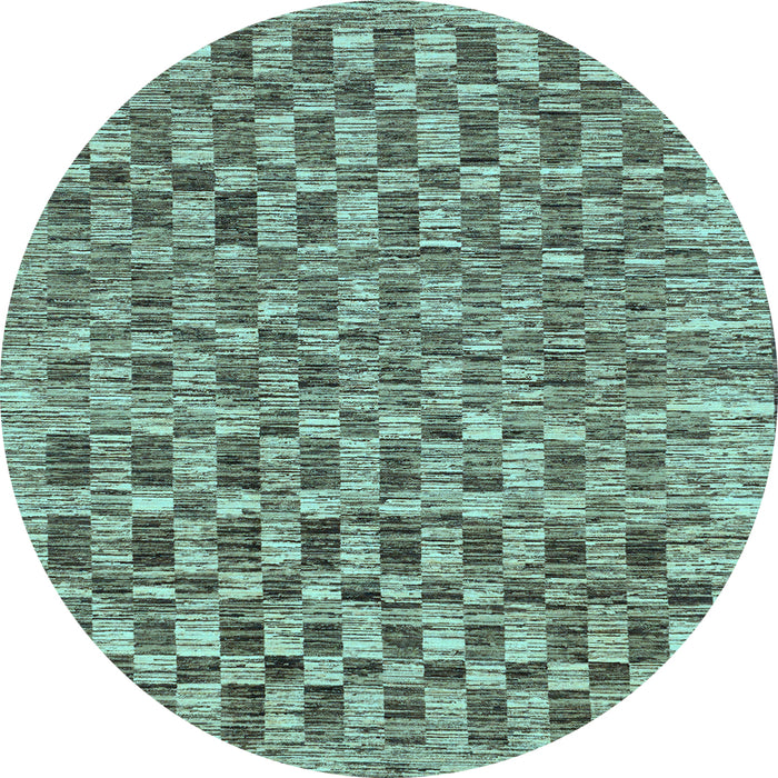 Round Machine Washable Checkered Light Blue Modern Rug, wshabs205lblu