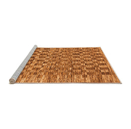 Sideview of Machine Washable Checkered Orange Modern Area Rugs, wshabs205org