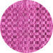 Round Checkered Pink Modern Rug, abs205pnk