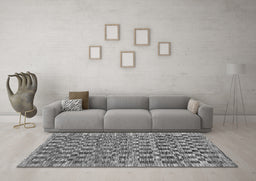 Machine Washable Checkered Gray Modern Rug in a Living Room,, wshabs205gry
