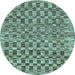 Round Checkered Light Blue Modern Rug, abs205lblu