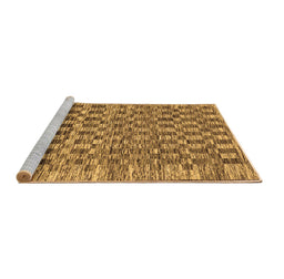 Sideview of Machine Washable Checkered Brown Modern Rug, wshabs205brn