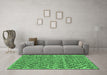 Machine Washable Checkered Emerald Green Modern Area Rugs in a Living Room,, wshabs205emgrn