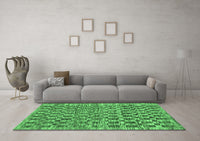 Machine Washable Checkered Emerald Green Modern Rug, wshabs205emgrn