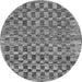 Round Machine Washable Checkered Gray Modern Rug, wshabs205gry