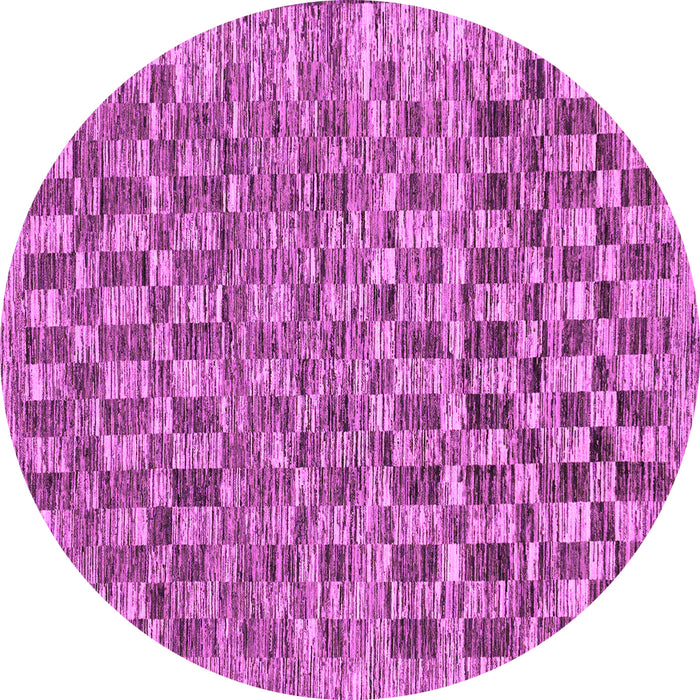 Round Machine Washable Checkered Purple Modern Area Rugs, wshabs205pur