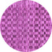 Round Machine Washable Checkered Purple Modern Area Rugs, wshabs205pur