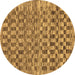 Round Machine Washable Checkered Brown Modern Rug, wshabs205brn