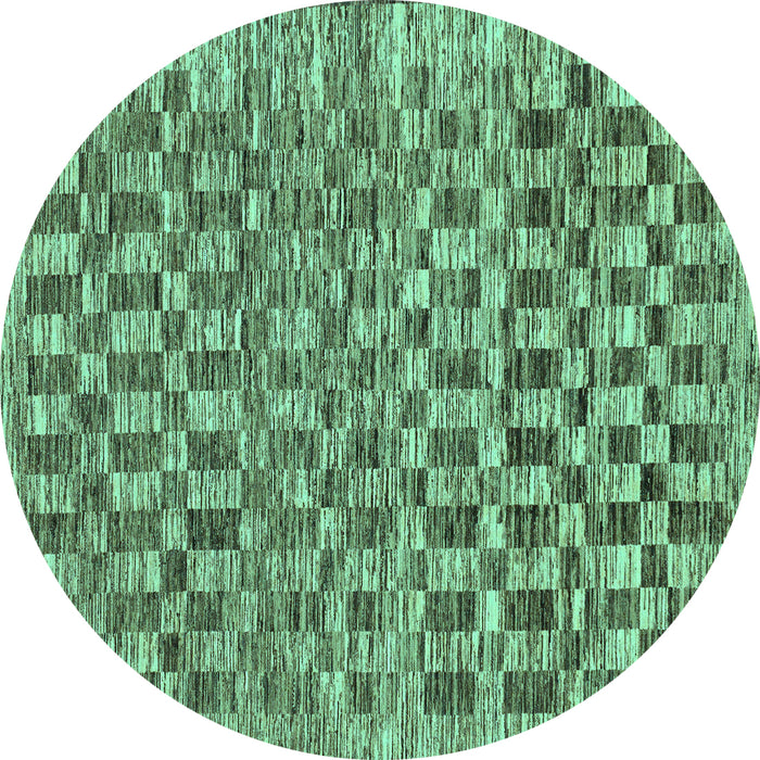 Round Checkered Turquoise Modern Rug, abs205turq