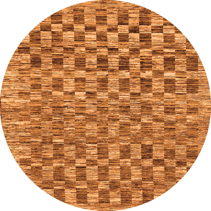 Round Machine Washable Checkered Orange Modern Area Rugs, wshabs205org