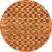 Round Machine Washable Checkered Orange Modern Area Rugs, wshabs205org