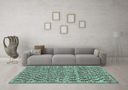 Machine Washable Checkered Light Blue Modern Rug in a Living Room, wshabs205lblu