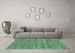 Machine Washable Checkered Turquoise Modern Area Rugs in a Living Room,, wshabs205turq
