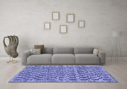 Machine Washable Checkered Blue Modern Rug in a Living Room, wshabs205blu