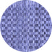 Round Machine Washable Checkered Blue Modern Rug, wshabs205blu