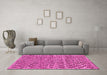 Machine Washable Checkered Pink Modern Rug in a Living Room, wshabs205pnk