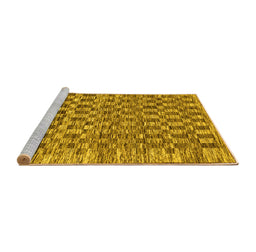 Sideview of Machine Washable Checkered Yellow Modern Rug, wshabs205yw