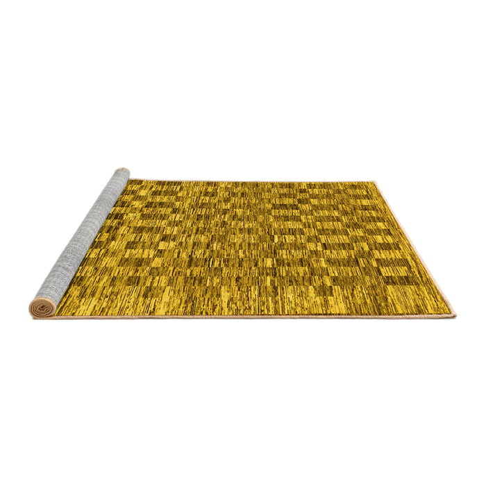Sideview of Machine Washable Checkered Yellow Modern Rug, wshabs205yw