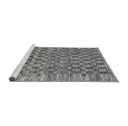 Sideview of Machine Washable Checkered Gray Modern Rug, wshabs205gry