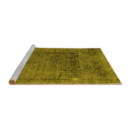 Sideview of Machine Washable Abstract Yellow Modern Rug, wshabs2060yw