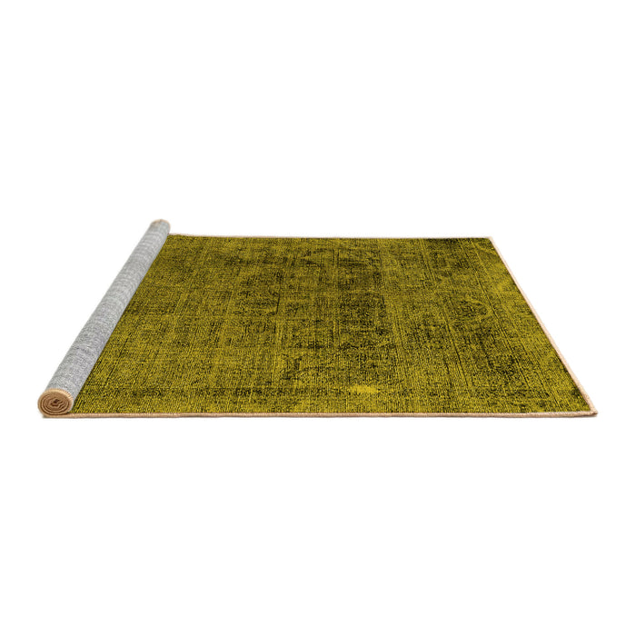 Sideview of Machine Washable Abstract Yellow Modern Rug, wshabs2060yw
