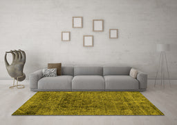Machine Washable Abstract Yellow Modern Rug in a Living Room, wshabs2060yw