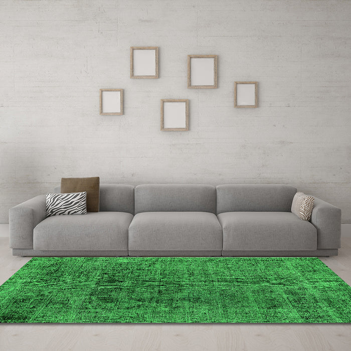 Machine Washable Abstract Green Modern Area Rugs in a Living Room,, wshabs2060grn