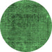 Round Abstract Emerald Green Modern Rug, abs2060emgrn