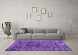 Machine Washable Abstract Purple Modern Area Rugs in a Living Room, wshabs2060pur