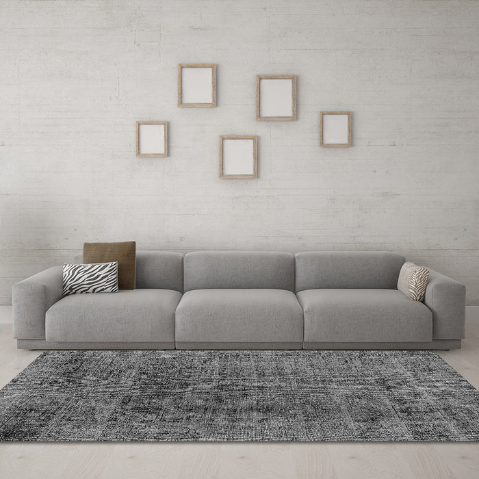 Machine Washable Abstract Gray Modern Rug in a Living Room,, wshabs2060gry
