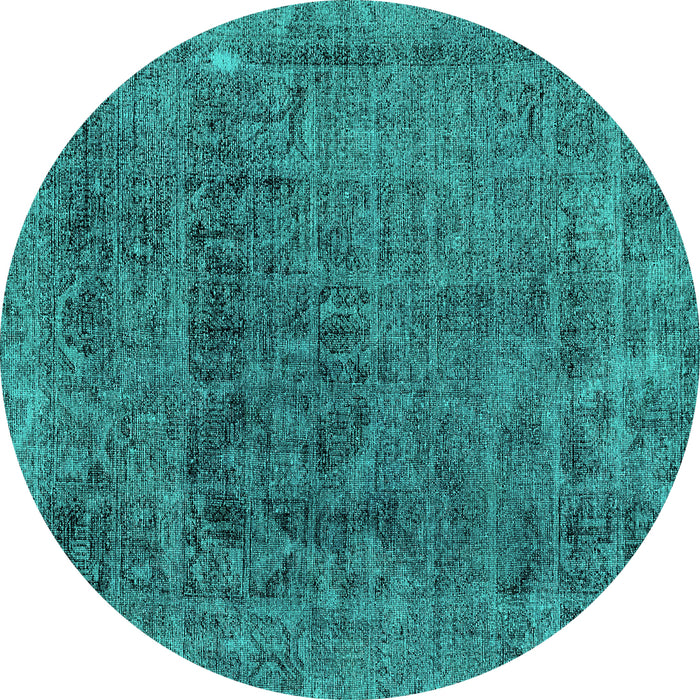 Round Abstract Turquoise Modern Rug, abs2060turq