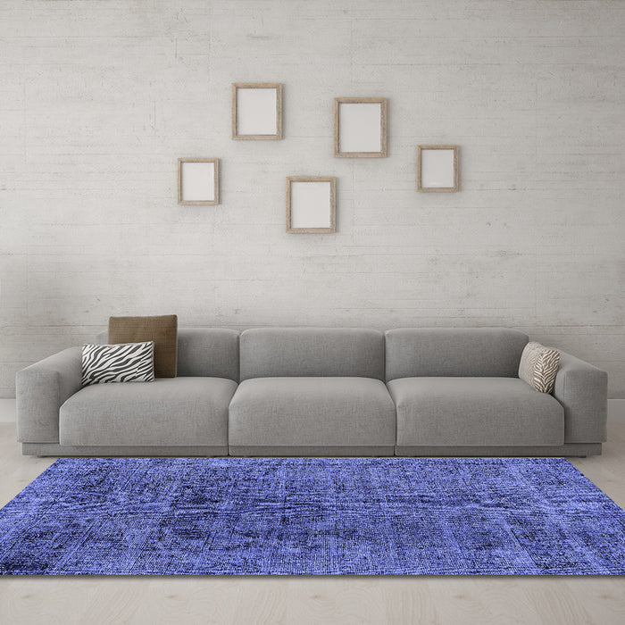 Machine Washable Abstract Blue Modern Rug in a Living Room, wshabs2060blu