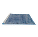 Sideview of Machine Washable Abstract Steel Blue Rug, wshabs2061