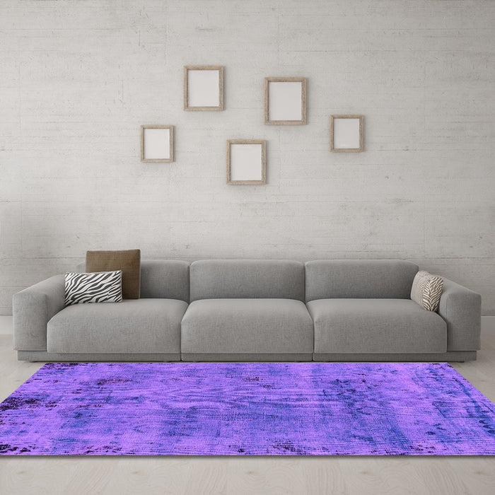 Machine Washable Persian Purple Bohemian Area Rugs in a Living Room, wshabs2061pur