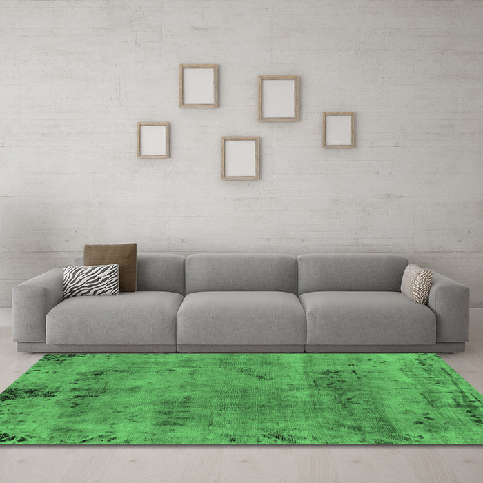 Machine Washable Persian Emerald Green Bohemian Area Rugs in a Living Room,, wshabs2061emgrn