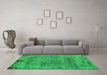 Machine Washable Persian Green Bohemian Area Rugs in a Living Room,, wshabs2061grn