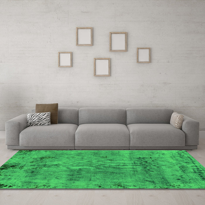 Machine Washable Persian Green Bohemian Area Rugs in a Living Room,, wshabs2061grn