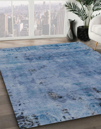 Abstract Steel Blue Persian Rug, abs2061