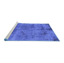 Sideview of Machine Washable Persian Blue Bohemian Rug, wshabs2061blu