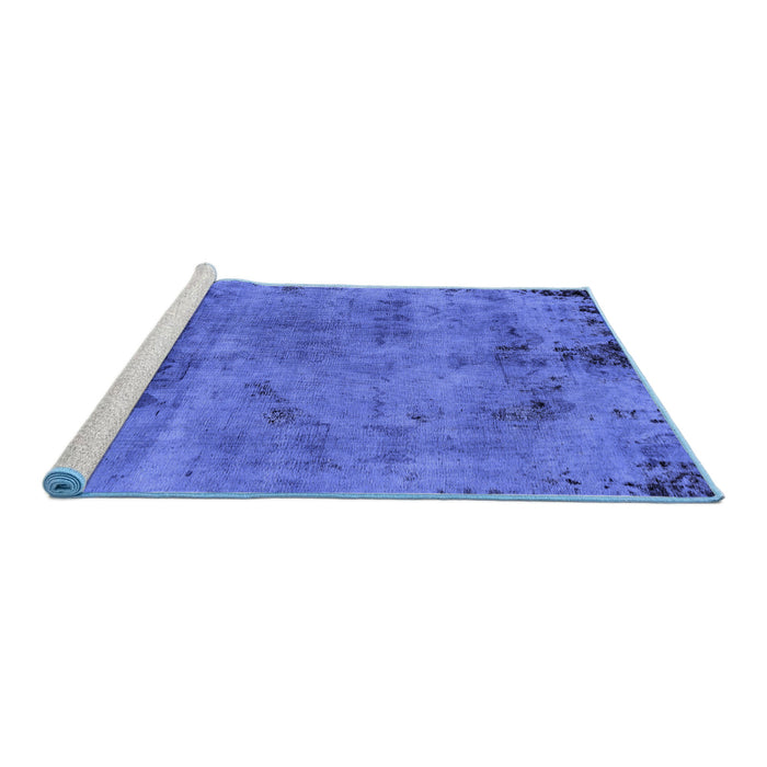 Sideview of Machine Washable Persian Blue Bohemian Rug, wshabs2061blu