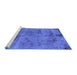 Sideview of Machine Washable Persian Blue Bohemian Rug, wshabs2061blu