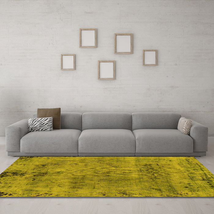 Machine Washable Persian Yellow Bohemian Rug in a Living Room, wshabs2061yw