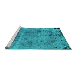 Sideview of Machine Washable Persian Turquoise Bohemian Area Rugs, wshabs2061turq