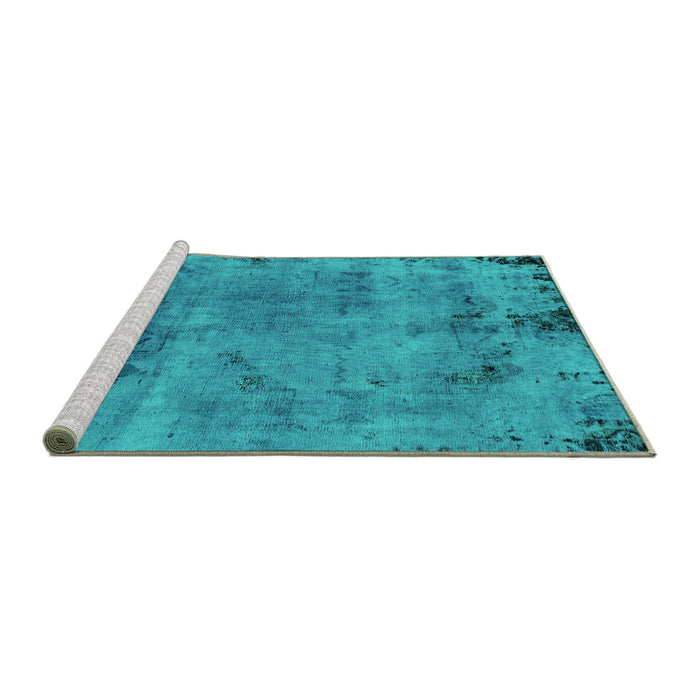 Sideview of Machine Washable Persian Turquoise Bohemian Area Rugs, wshabs2061turq