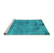 Sideview of Machine Washable Persian Turquoise Bohemian Area Rugs, wshabs2061turq