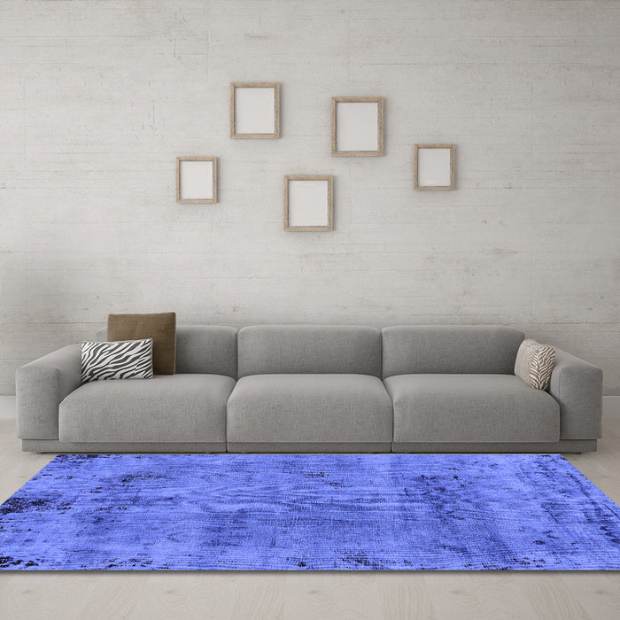 Machine Washable Persian Blue Bohemian Rug in a Living Room, wshabs2061blu