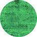 Round Persian Green Bohemian Rug, abs2061grn