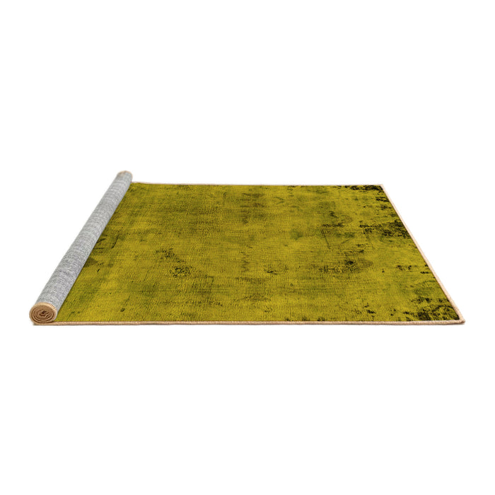 Sideview of Machine Washable Persian Yellow Bohemian Rug, wshabs2061yw