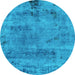 Round Persian Light Blue Bohemian Rug, abs2061lblu